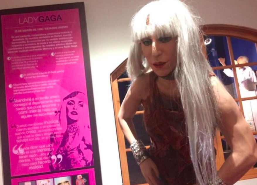 Lady Gaga wax figure in a meat dress