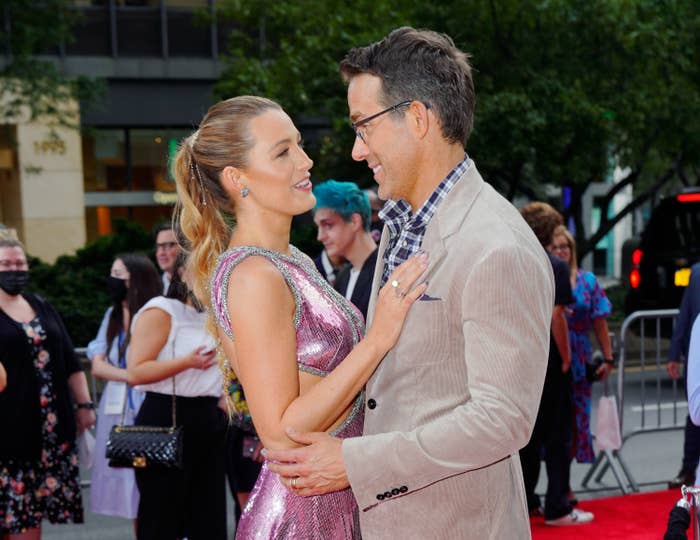Blake Lively and Ryan Reynolds are photographed at a Free Guy premiere event in New York City