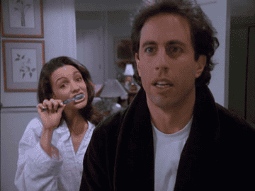 A couple brushing their teeth in &quot;Seinfeld&quot;