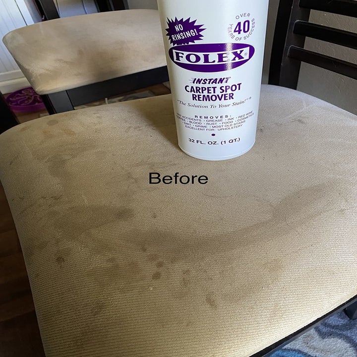 reviewer before image of a stained dining chair