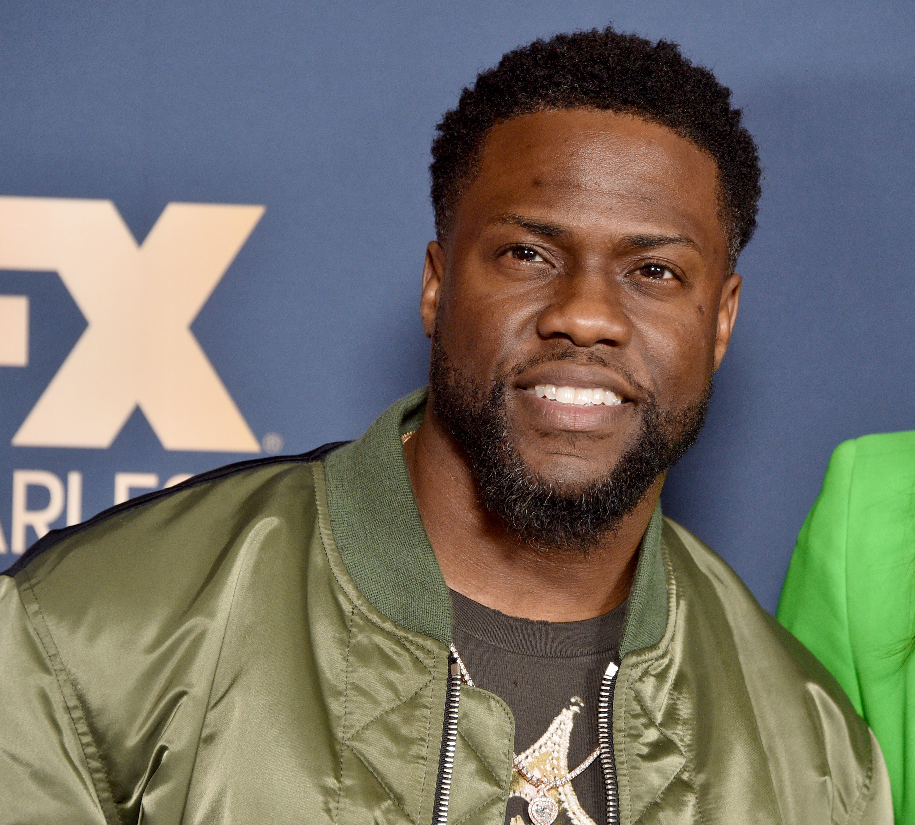 Kevin Hart is pictured at a press event in Pasadena, California, in 2020