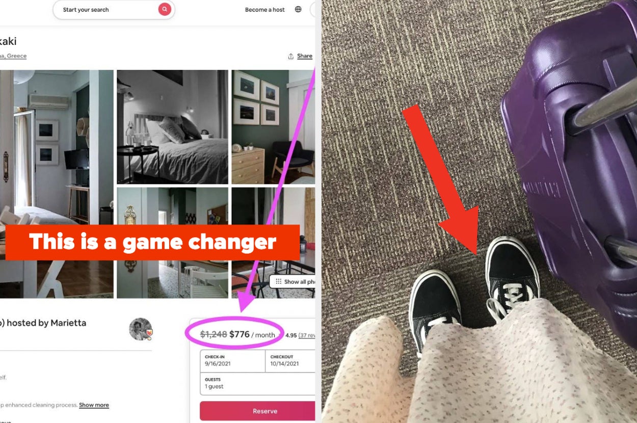 Suitcase and feet at an airport