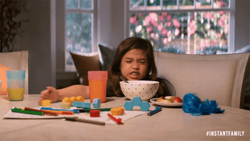 6-year-old Lita screams and slides her meal off the table