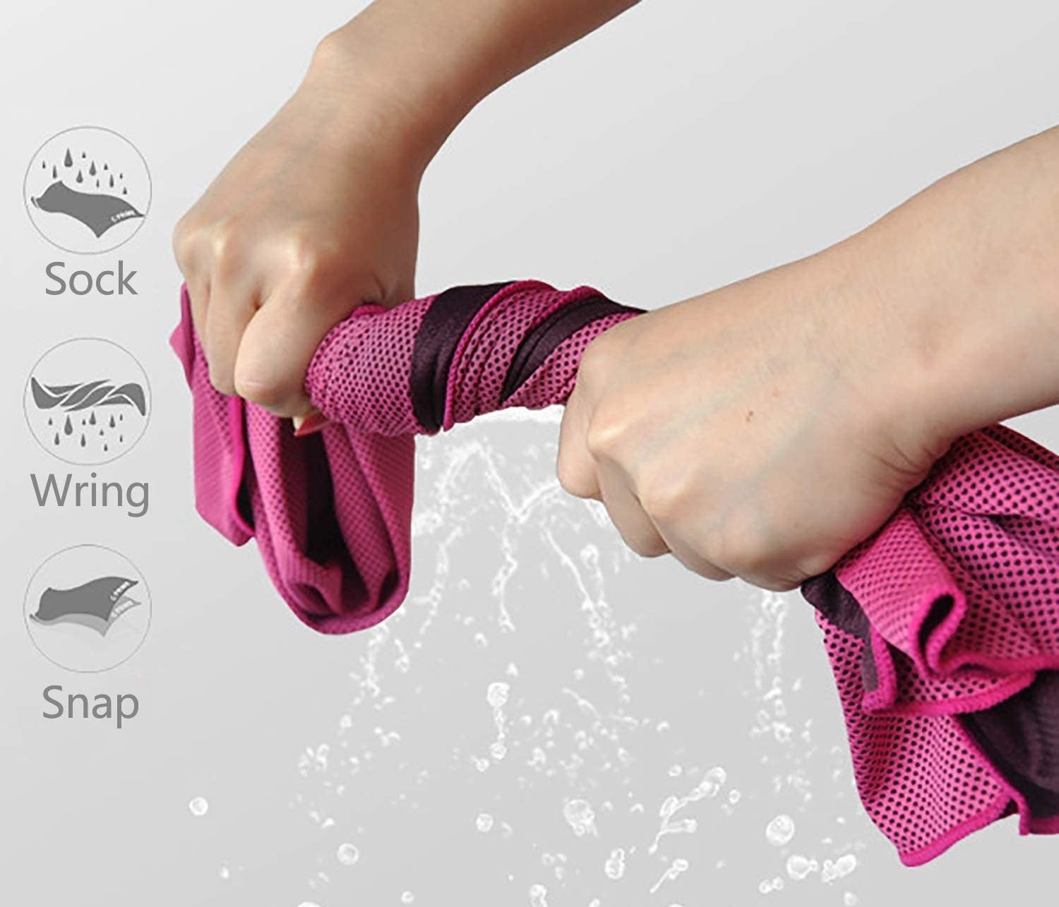 person wringing out sweat from the cooling towel