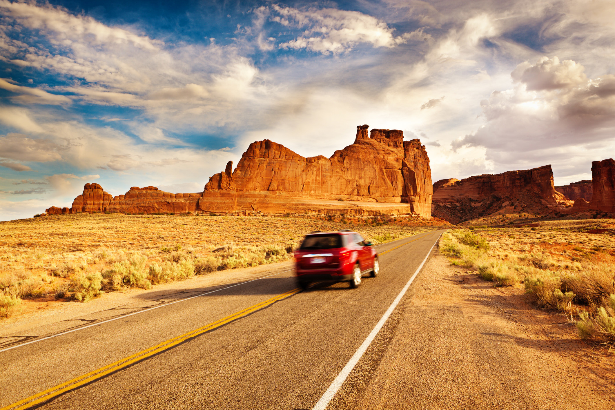 A car driving to a National Park