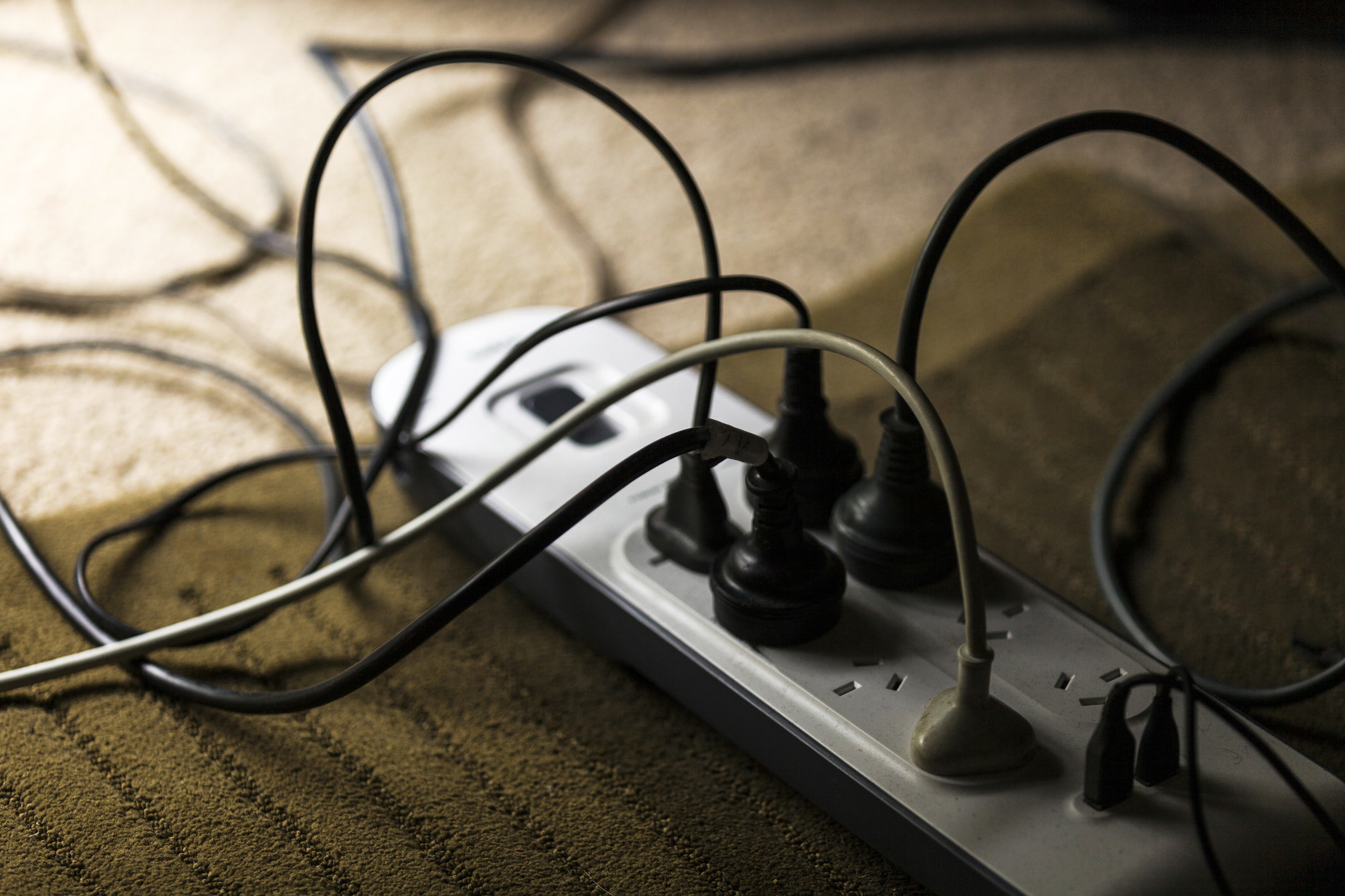 A powerboard with several chargers