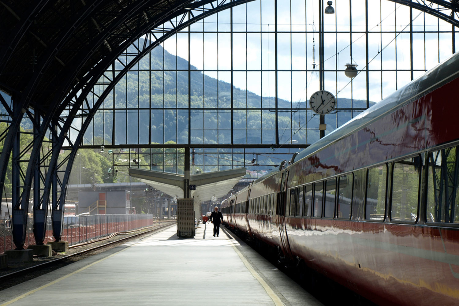 A train going through a station