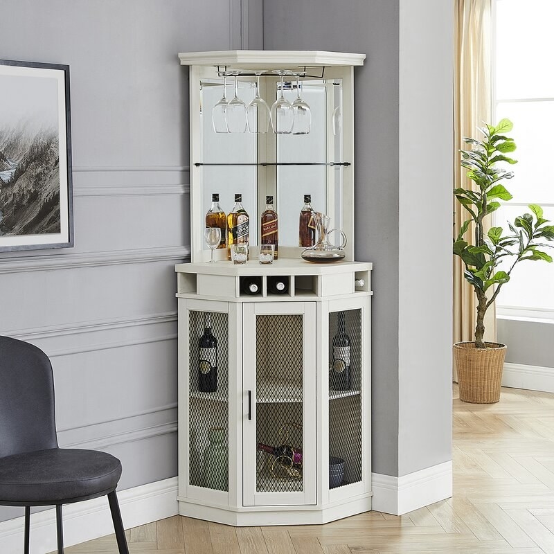 the white wine bar with stand in a corner