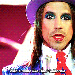 Red Hot Chili Peppers singer Anthony Kiedis with makeup sings &quot;Dani California&quot;