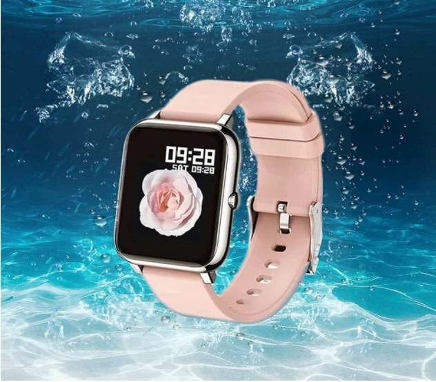 Foto de reloj inteligente en color rosa.