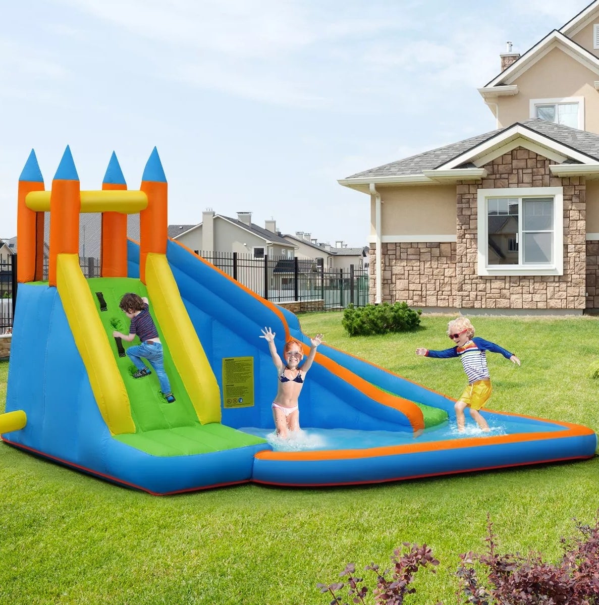 The bounce house water slide