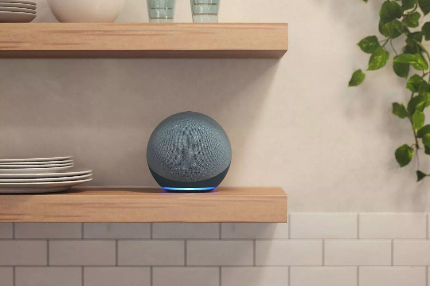 The smart home hub in blue