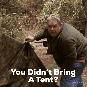 Jerry from Parks and Rec saying &quot;You didn&#x27;t bring a tent?&quot;