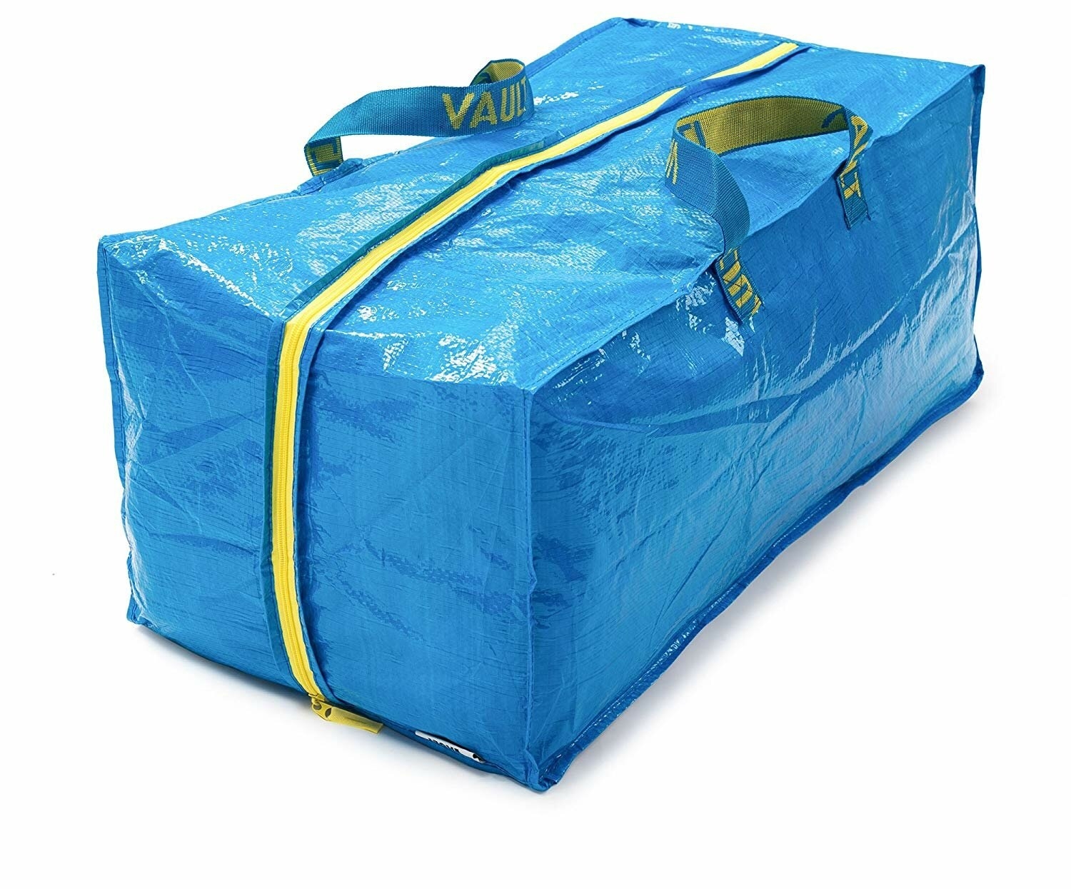 blue rectangular bag that zips