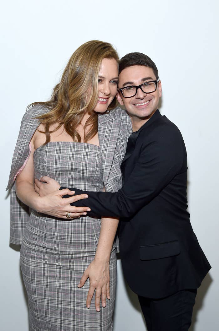 Alicia Silverston and Christian Siriano are photographed together at the Christian Siriano Fall Winter 2020 NYFW