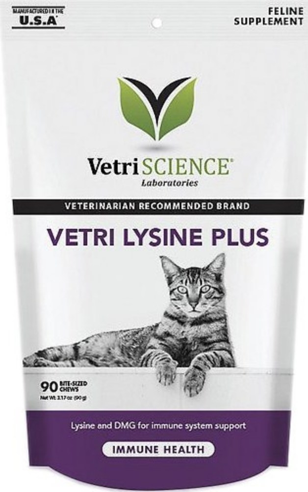 A bag of lysine immune support chews for cats