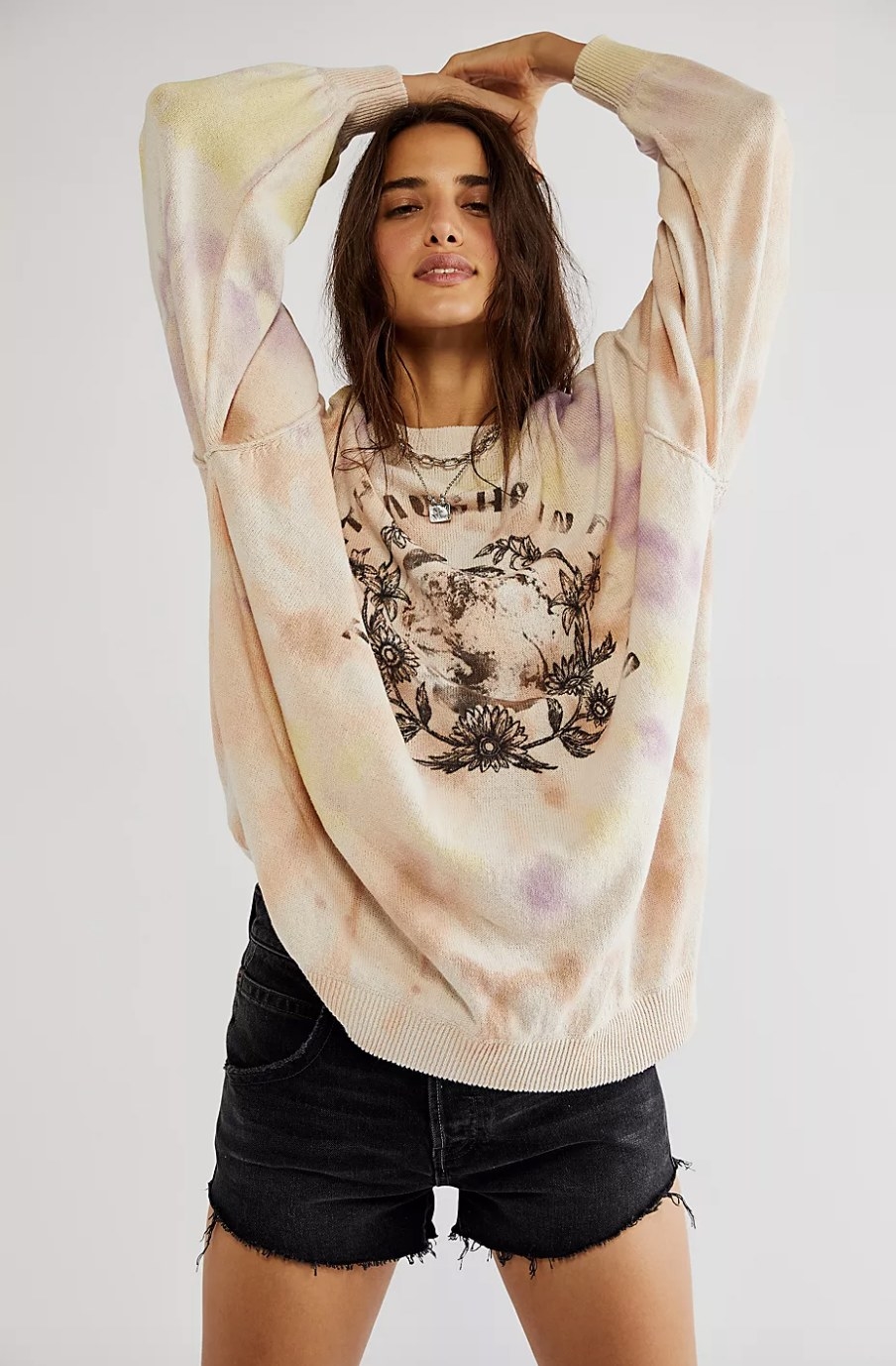 the graphic sweater in the field of flowers combo