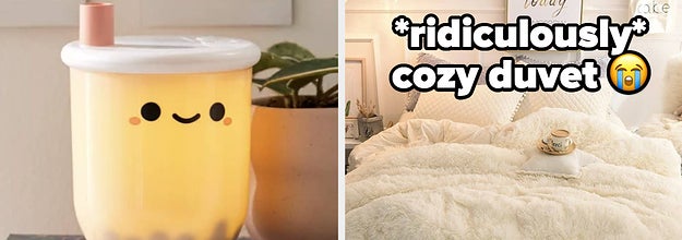 bubble tea lamp and furry duvet