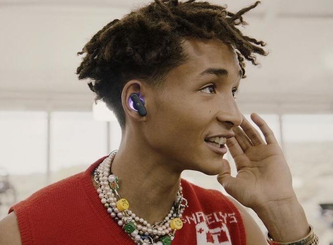 jaden smith wearing the UE fits earbuds