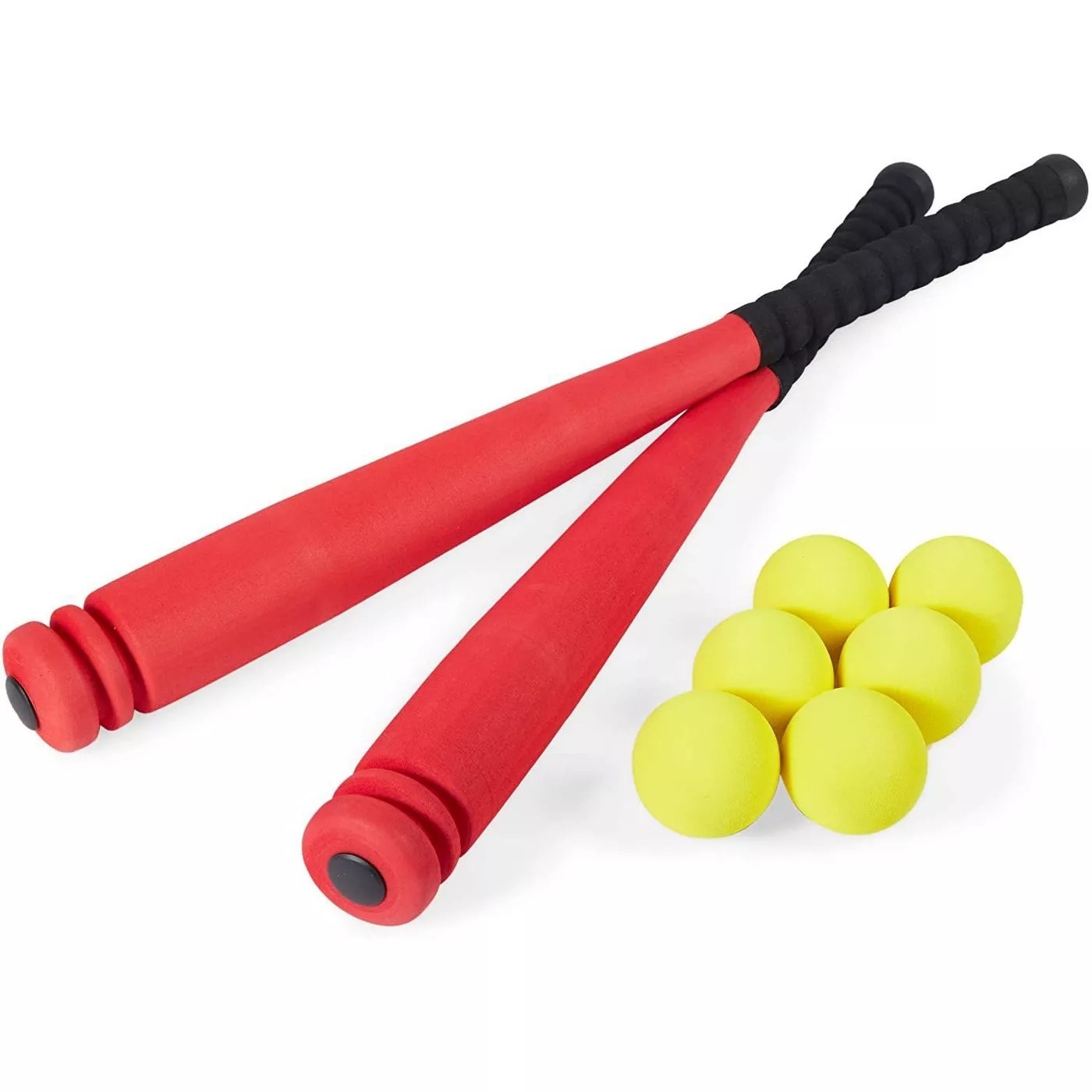 The red bats and yellow balls