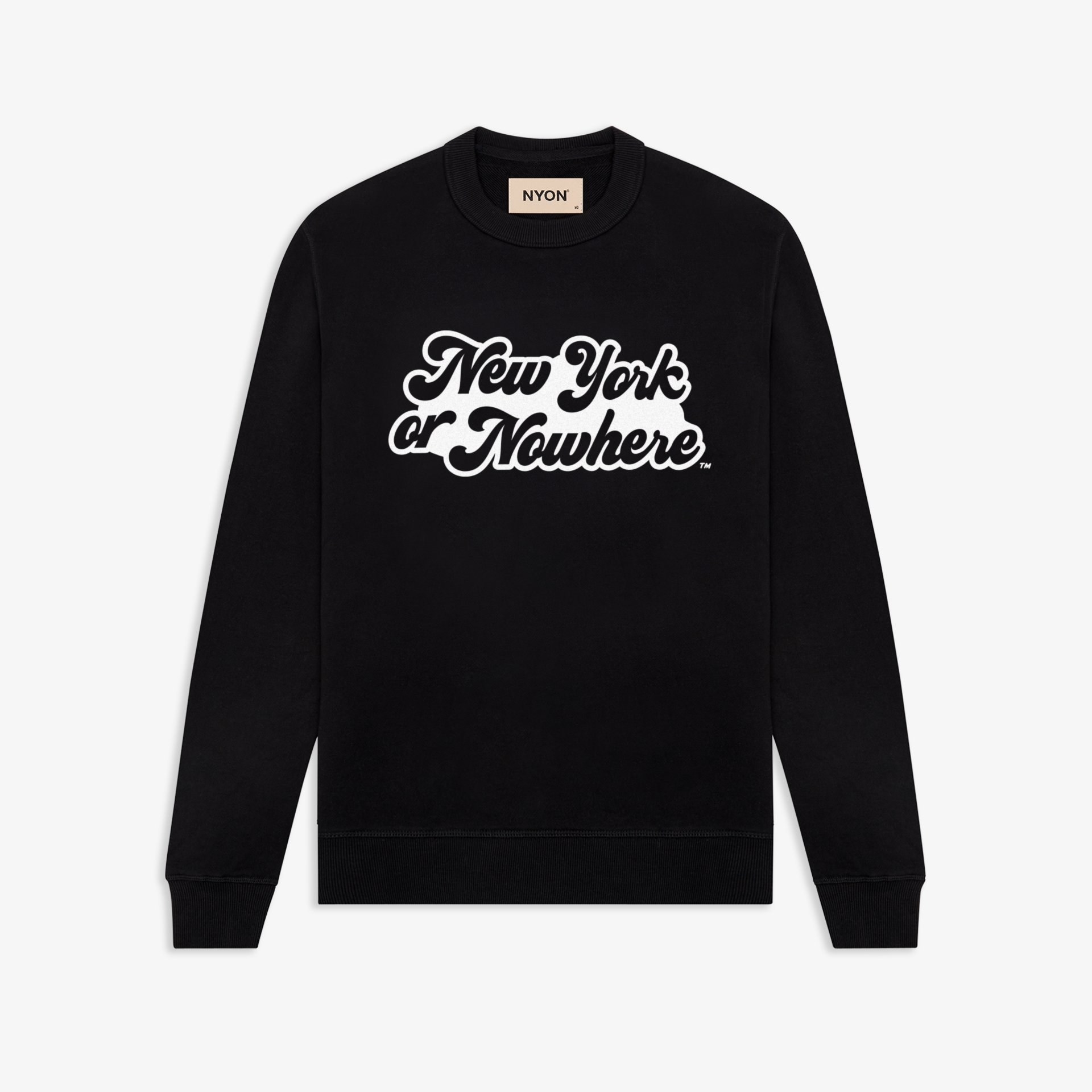 a black "new york or nowhere" sweatshirt