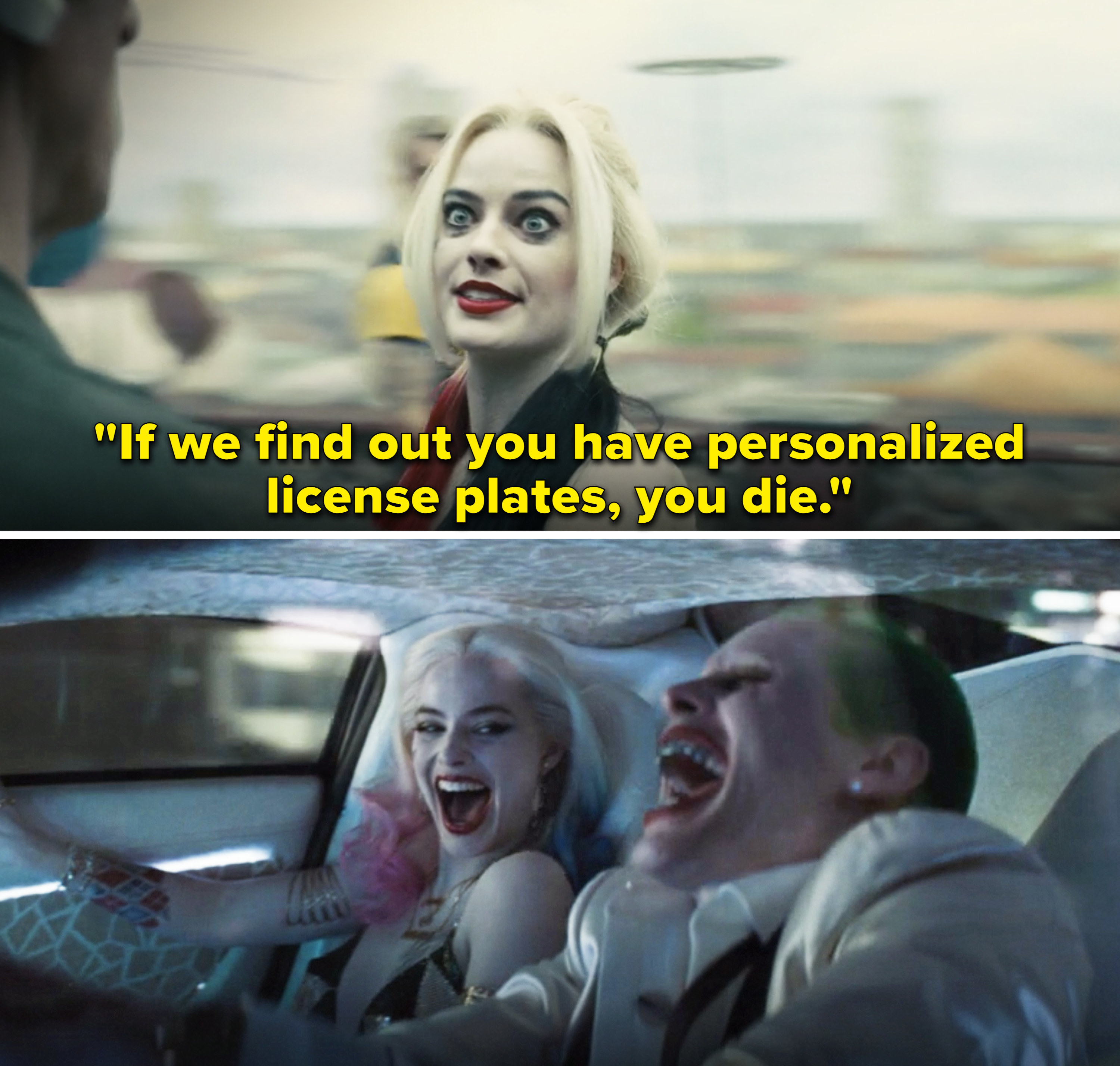 Harley saying, &quot;If we find out you have personalized license plates, you die&quot;