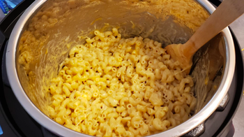 A reviewer photo of mac and cheese being cooked inside the Instant Pot