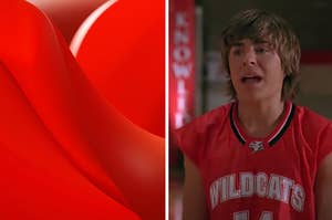 Red is on the left with Troy Bolton singing on the right