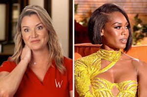 hannah from below deck next to monique from rhop