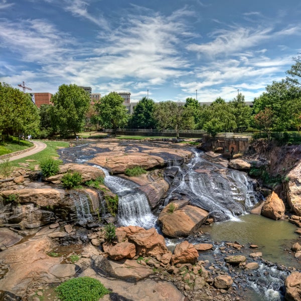 A waterfall in Greenville, SC.