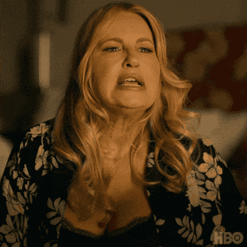 GIF of Jennifer Coolidge saying &quot;Show him the core of the onion!&quot; in The White Lotus