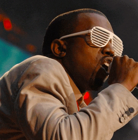 Kanye West wearing shutter shades