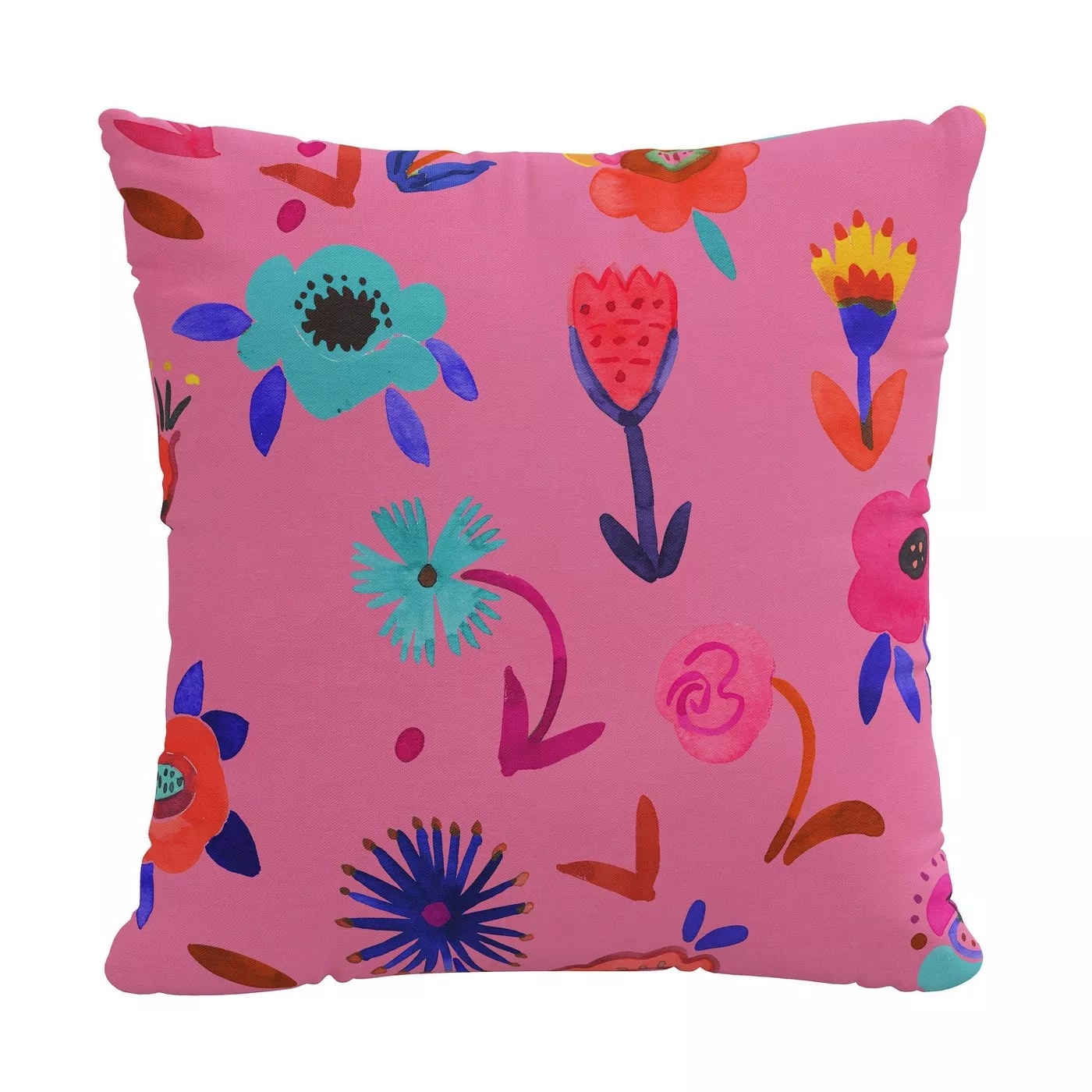 The pink pillow with flowers