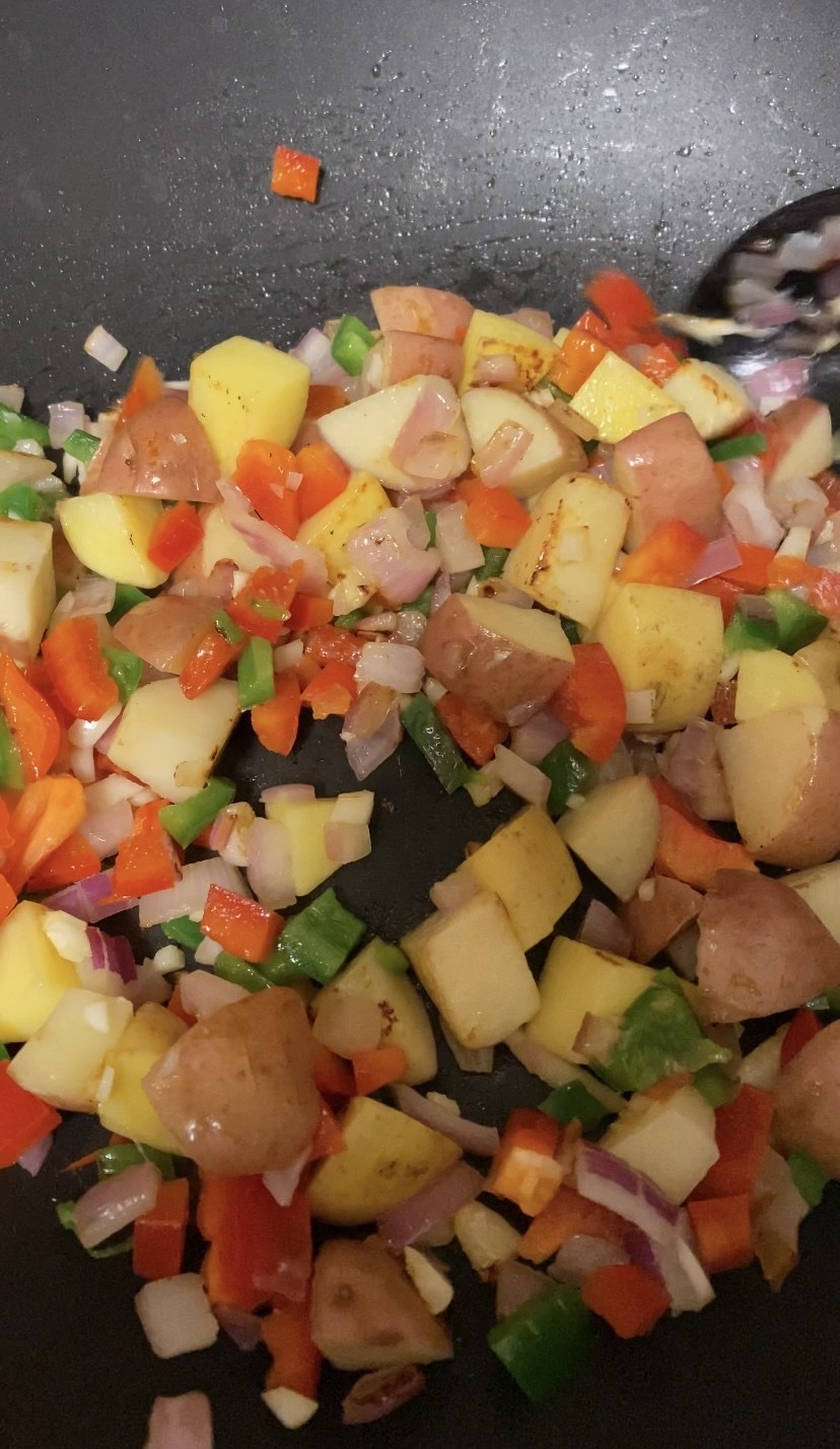 Potato hash in skillet