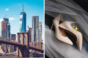 New York City next to a pair of high heels