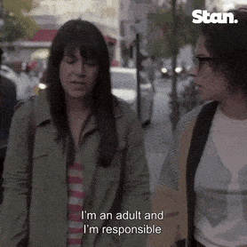 Abbi from Broad City gesturing with her hands and saying, &quot;I&#x27;m an adult and I&#x27;m responsible&quot;