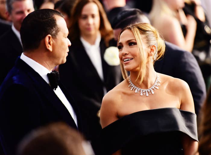 Alex Rodriguez and Jennifer Lopez are photographed at the 2020 Screen Actors Guild Awards in Los Angeles
