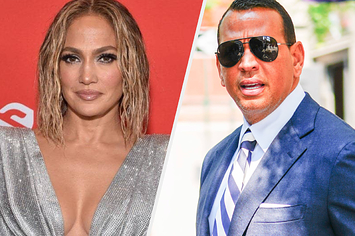Jennifer Lopez and Alex Rodriguez are pictured side by side in this split image