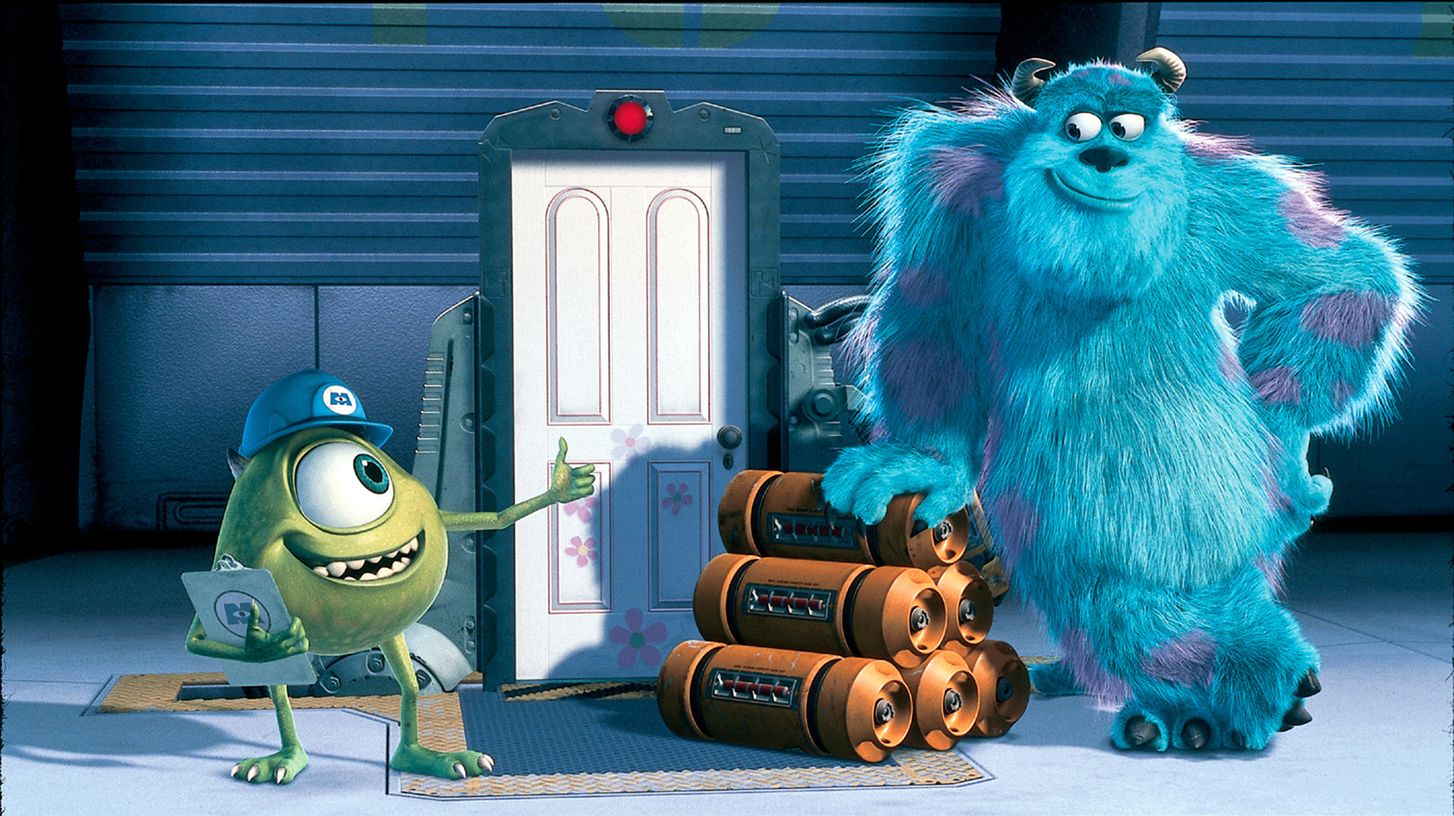 Mike Wazowski giving a thumbs-up to Sulley