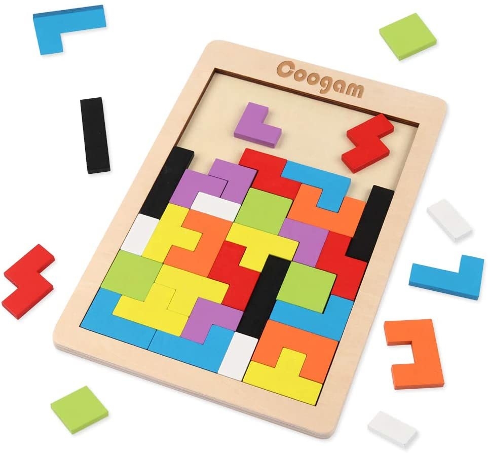 Baby Educational Toys Montessori Blocks Wood Learning Tetris Blocks Building L 