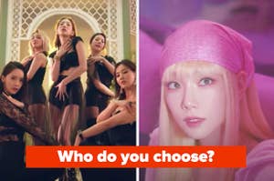A K-Pop group is on the left labeled, "Who do you choose?"