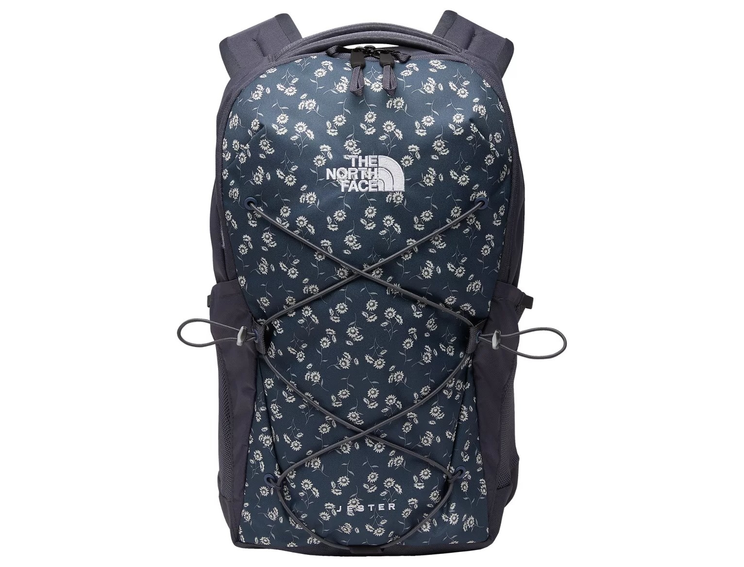 the blue floral backpack