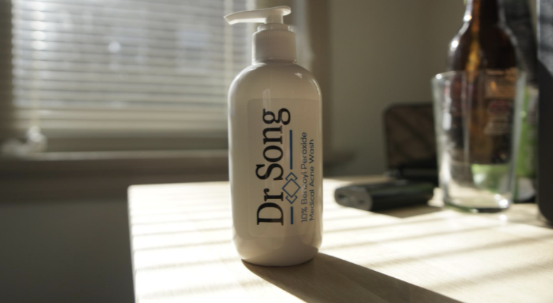 A customer review photo of the bottle of body wash