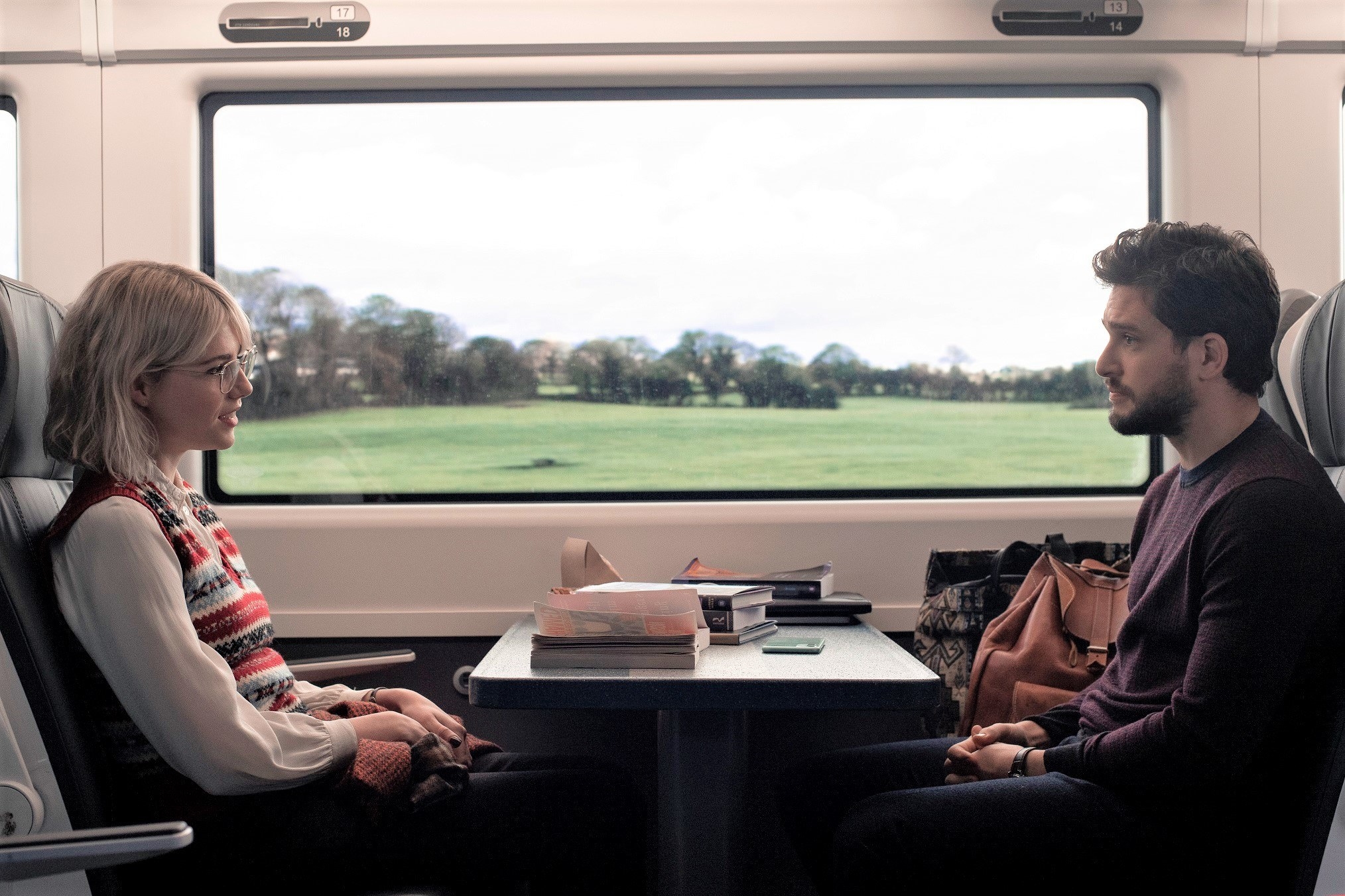 Lucy Boynton and Kit Harington in Episode 3: “Strangers on a Train”