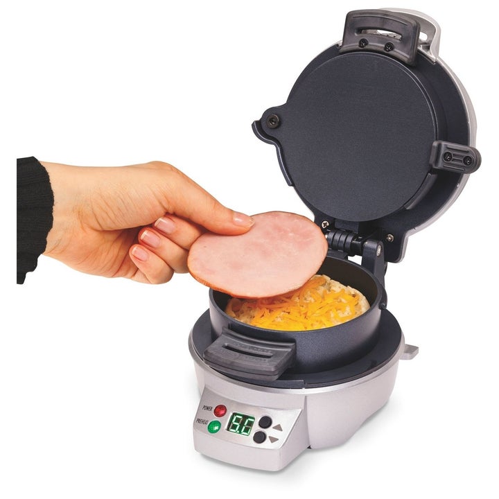 a model using the breakfast sandwich maker
