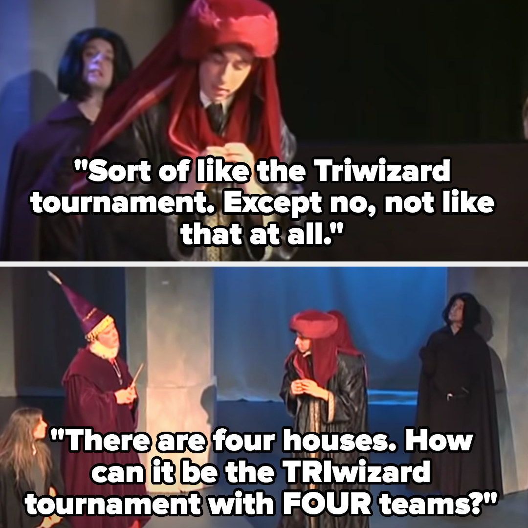 Quirrel says &quot;sort of like the Triwizard tournament, except no...there are 4 houses, how can it be the triwizard tournament with 4 teams?&quot;