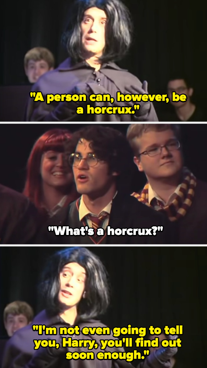 Snape says a person can be a horcrux, and Harry asks what that is, but Snape says he&#x27;ll find out soon enough