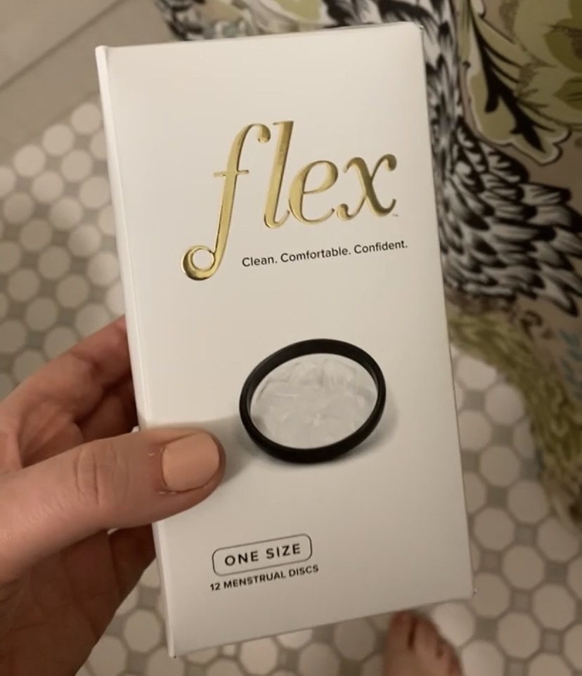 A box of Flex brand menstrual discs.