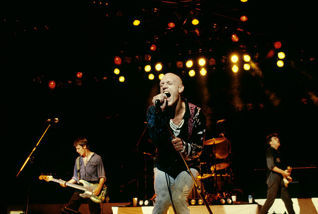 Midnight Oil performing on-stage