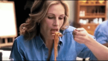 Julia Roberts eating pasta in &quot;Eat Pray Love.&quot;